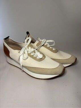 Banana Republic Women's Recycled Knit Sneakers - Cream/Tan - Size 7.5